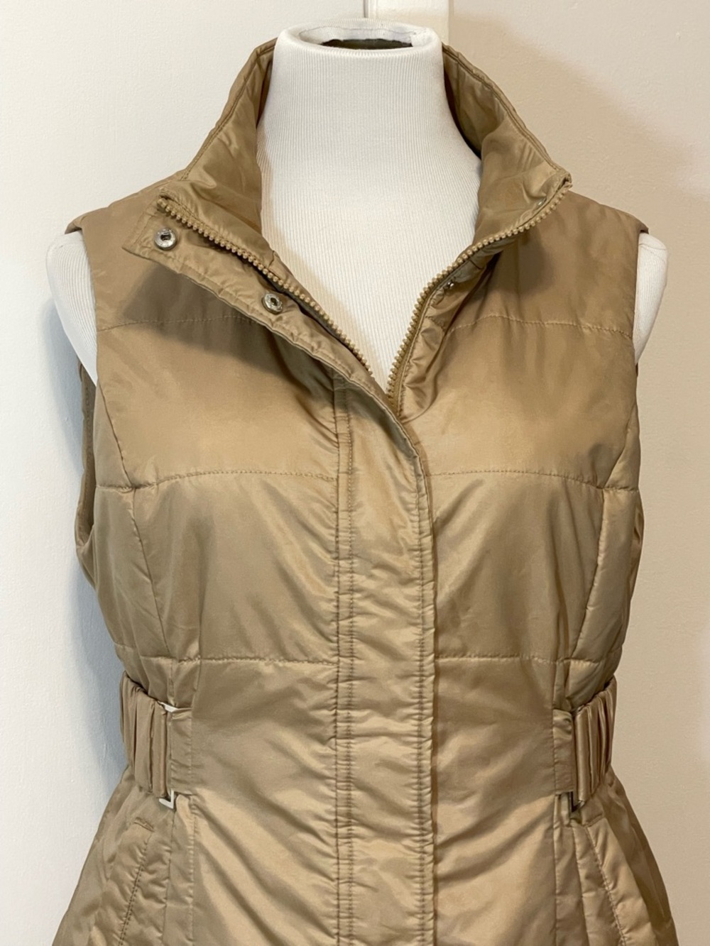 New York & Company Women's Quilted Puffer Vest Gold Brown Size M - Picture 2 of 13